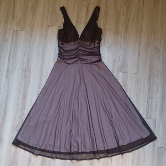 JS Boutique Vintage 90s Mesh Overlay Midi Gown Size 6 EUC - Picture 3 of 11